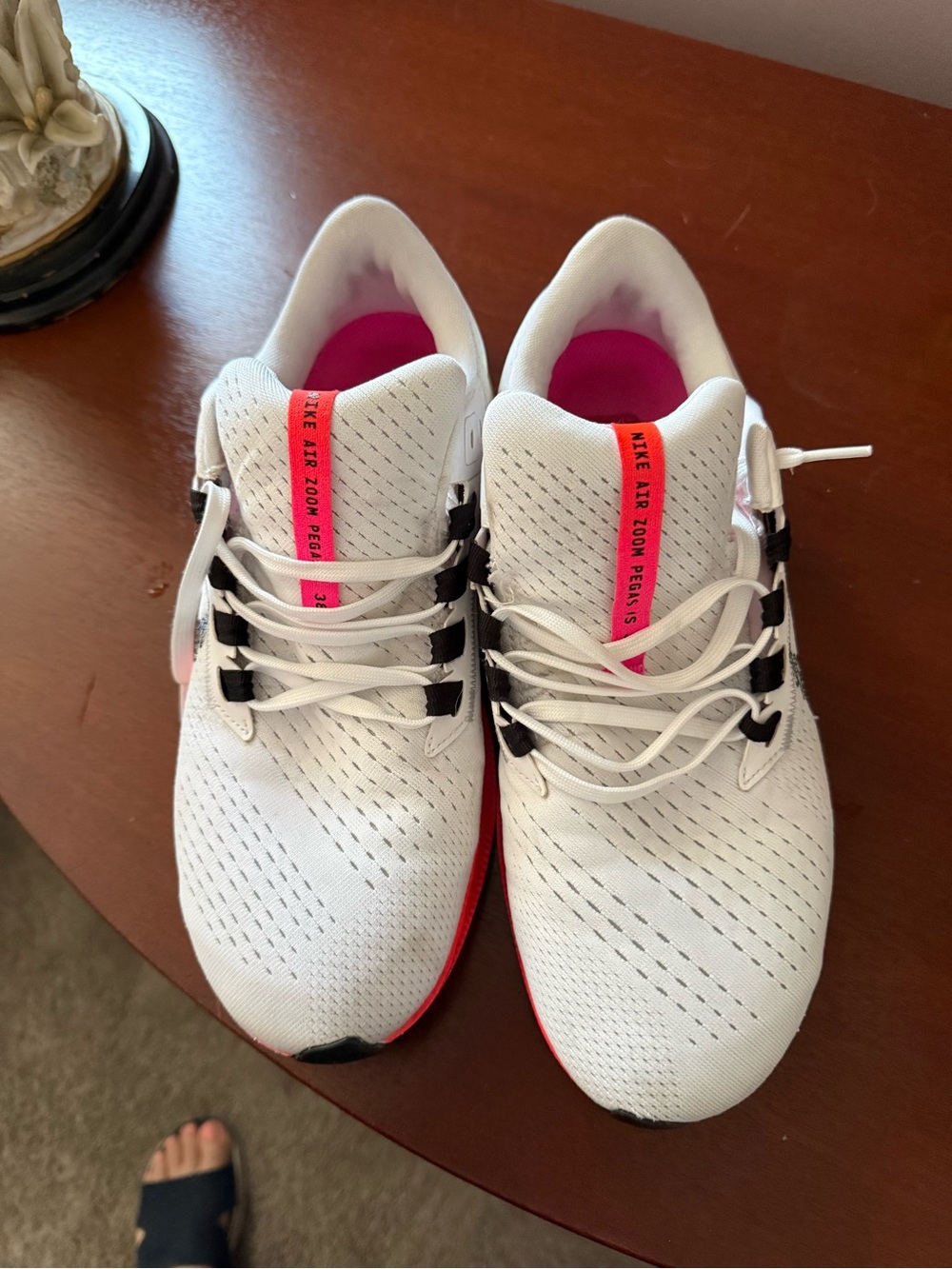 Nike White and Hot Pink Women's Running Sneakers Size 9.5
